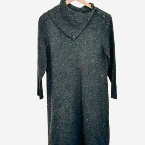 Talbots Cowel Neck Sweater Midi Dress Button Detail New Petite Casual Office - Picture 12 of 13